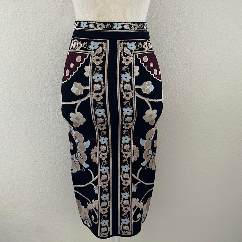 Ronny Kobo knit floral pencil midi skirt